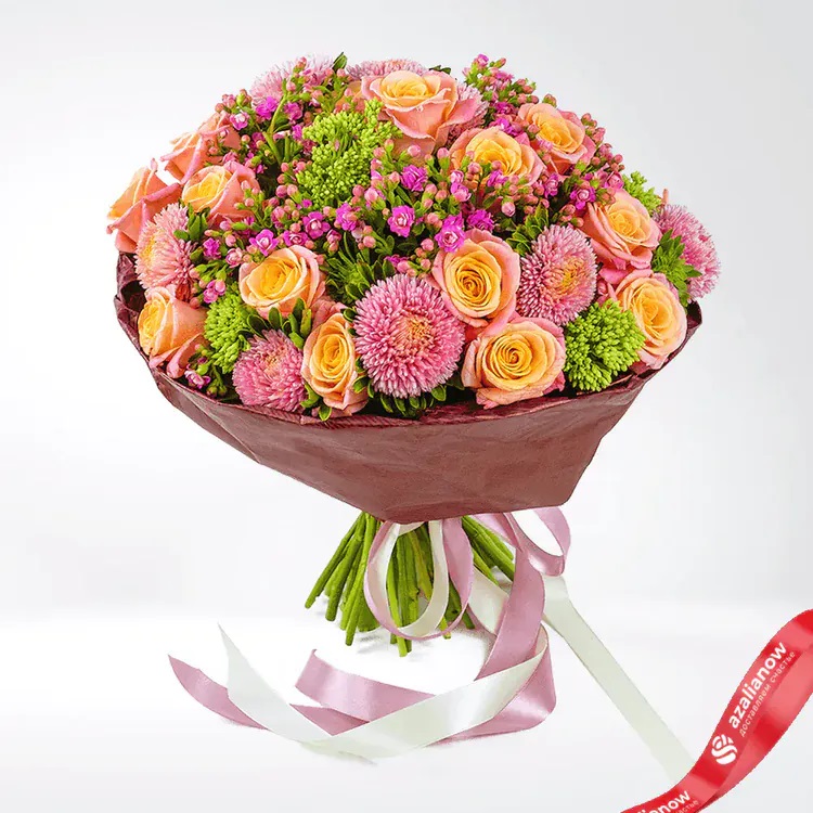 Букетc розами и астрами «Удачный день» от AzaliaNow
