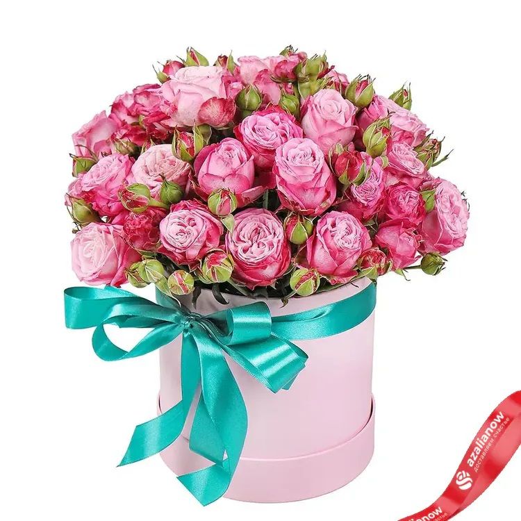 9 пионовидных розовых роз в шляпной коробке от AzaliaNow 