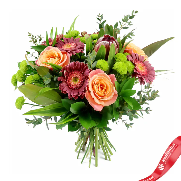 Букет из гербер, роз и хризантем «Бланка» от AzaliaNow
