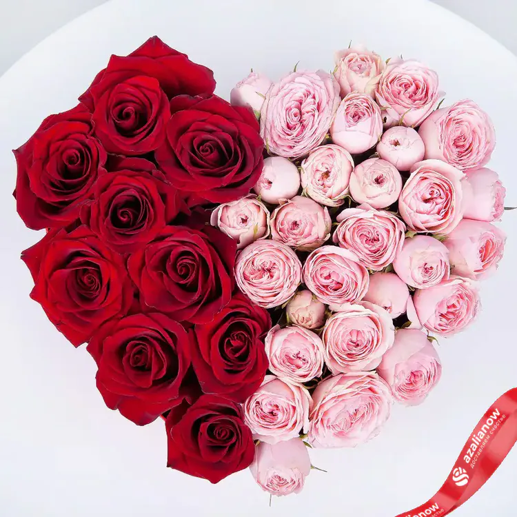 Красные и розовые пионовидные розы в форме сердца от AzaliaNow