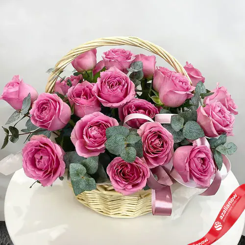 Букет из 19 розовых роз в корзине «Кантата» от AzaliaNow