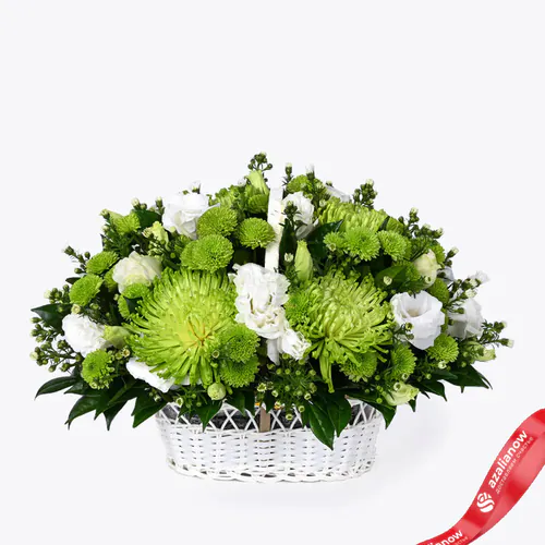 Букет из зеленых хризантем и белых лизиантусов "Роза" от Azalianow