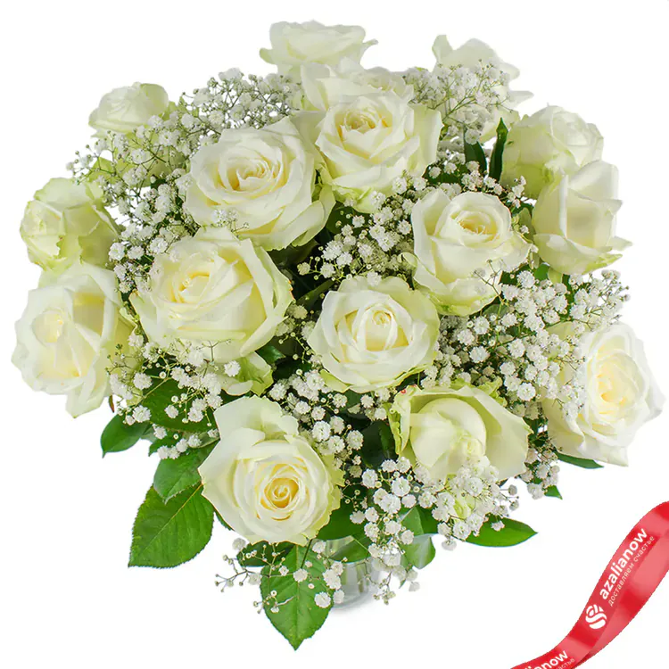 Белые розы и гипсофила «Васса» от AzaliaNow