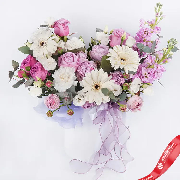 Букет гвоздик, роз, лизиантусов и гербер «Изысканный вечер» от AzaliaNow