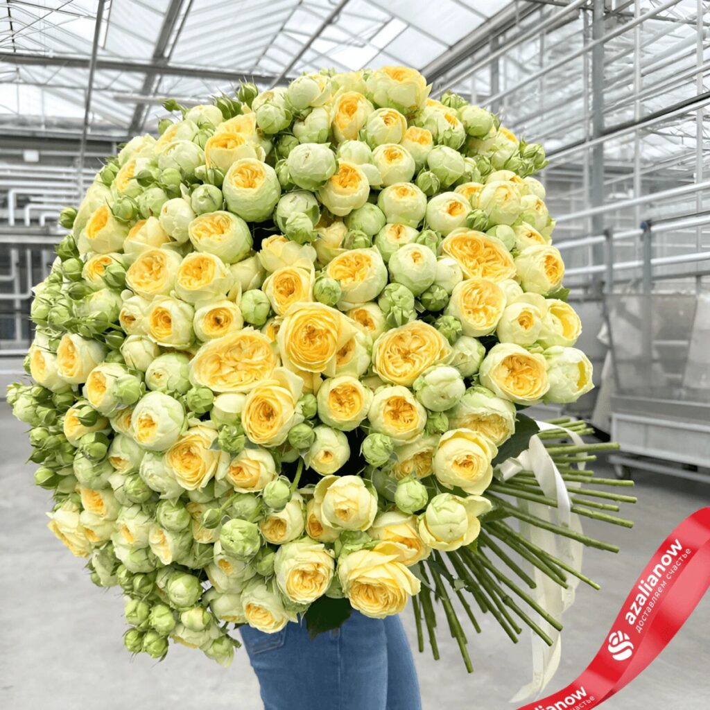 101 желтая кустовая пионовидная роза от AzaliaNow