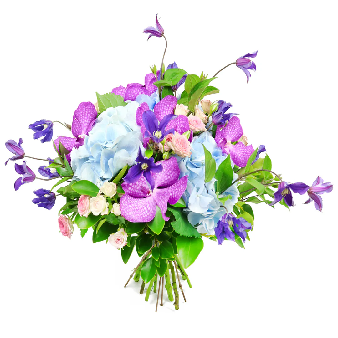 Букет их орхидей, клематиса, роз, гортензий «Гульнара» от AzaliaNow